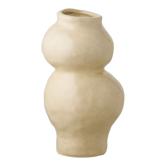 Vase, céramique, beige 10,5x19,5 cm