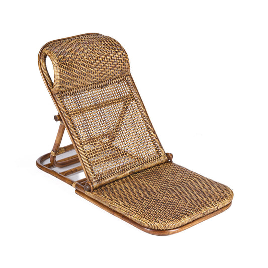Fauteuil bas en rotin - noyer foncé